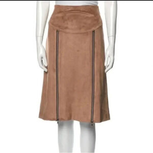 Vivienne Hu NY Caramel Color Suede feel Zippered Skirt